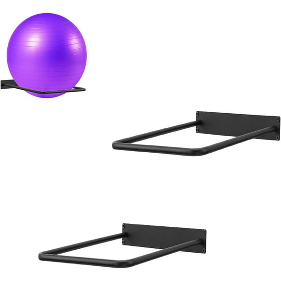 Large Stability Ball Wall Rack Yoga Ball Storage Rack, Yoga Studio and Home or Commercial Gym Exercise Ball Equipment Organizer (2Black)