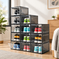 Stackable Platic Shoe Rack Large Stackable Drop Front Plastic Shoe Storage Box, Fits Up To Size 12 ...