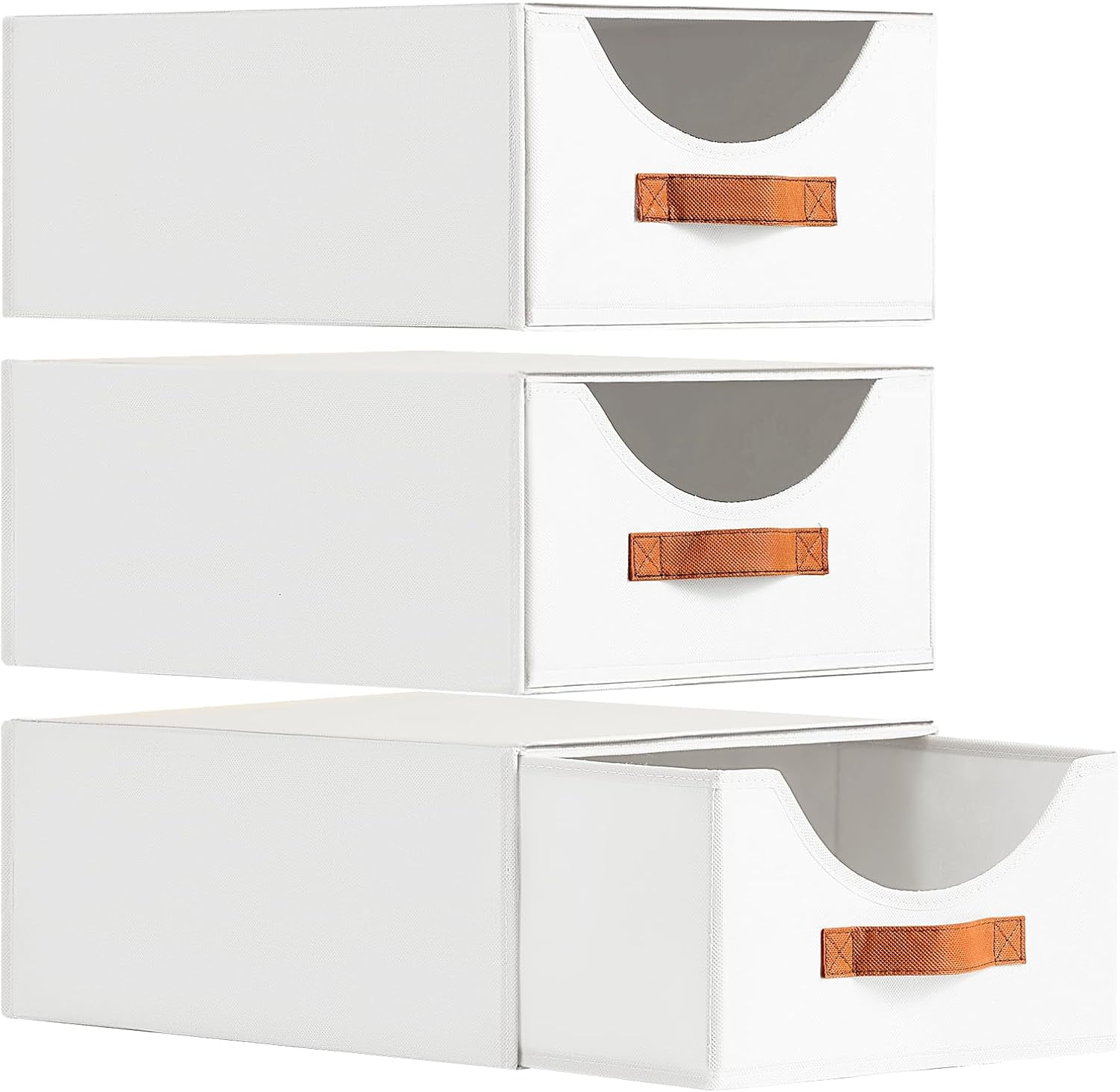 Large Stackable Storage Bins - Fabric Pull-out Closet Shelf Organizer ...