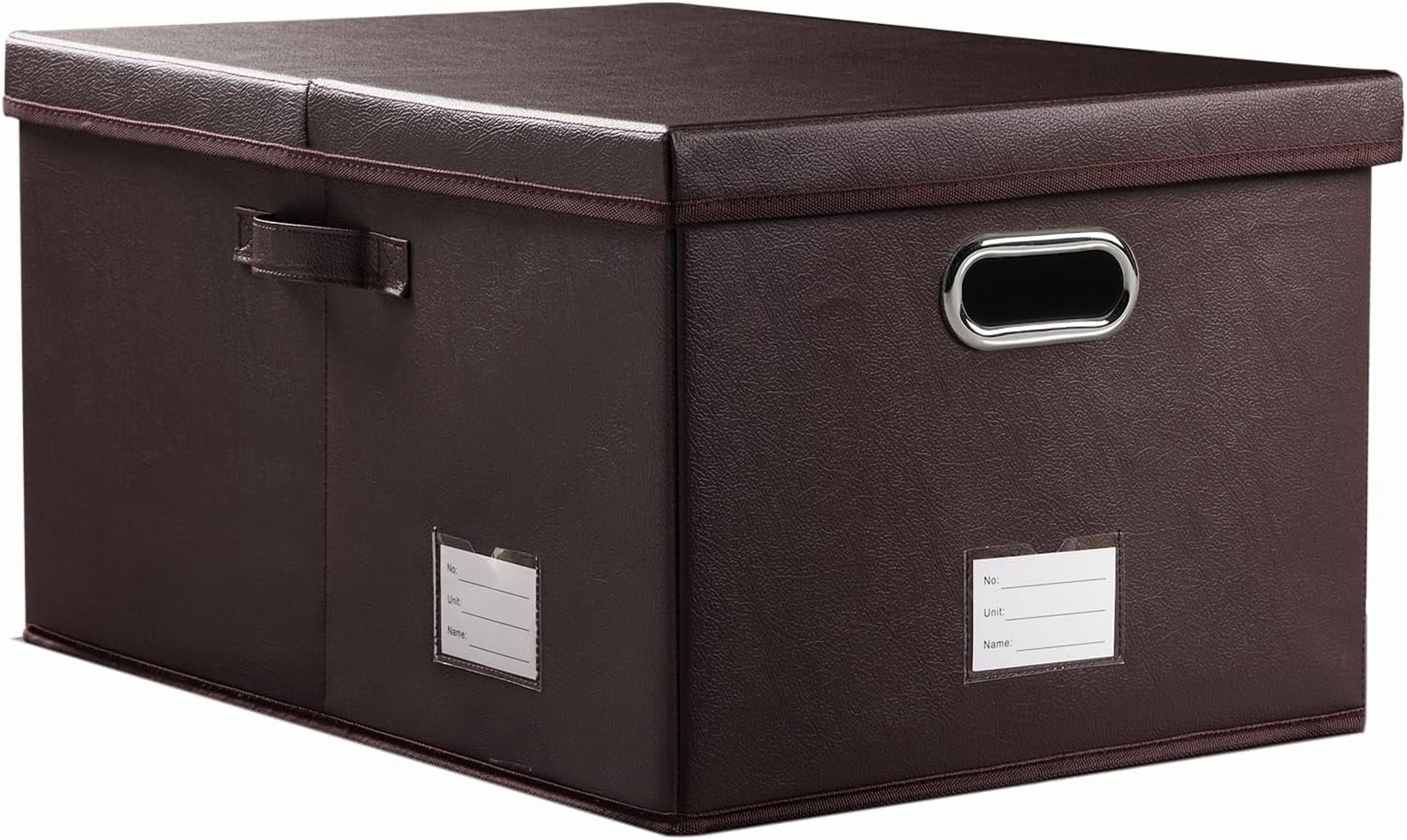 Large Stackable Storage Boxes with Lids Lear Fabric Foldable Storage ...
