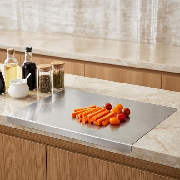 Large Stainless Steel  Boards for Kitchen -  Grade 304  Board with Counter Lip, Kneading  Board Mats, 23.6x15.7Inch Suitable for Meat, Fruits, Vegetables, Bread, and Baking