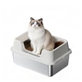 thumbnail image 1 of Large Stainless Steel Cat Litter Box – High Removable Sides, Leakproof, Odor-Resistant, Easy to Clean, Open Top Metal Tray for Large & Multi-Cat Homes, Durable & Hygienic, 20x14x11in, Creamy White, 1 of 11