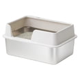 thumbnail image 1 of Large Stainless Steel Cat Litter Box with High Rim, Open Top Metal Litter Tray for Mess Control,Deep Pet Potty, Easy to Clean, Practical Easter Decorations for Pet Home, White, 1 of 3