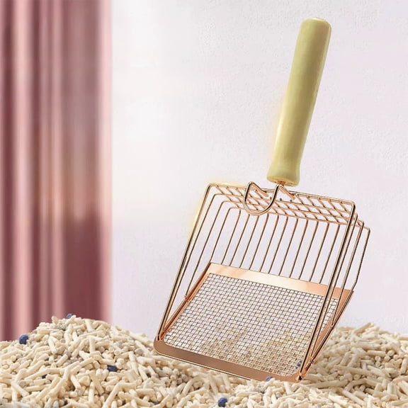 Large Stainless Steel Cat Litter Scoop with Wide Sieving Surface, 5.7 x 5.12 Inches Metal Poop Scooper for Efficient Cleaning, Ergonomic Handle, Durable and Easy to Clean