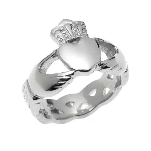 Large Stainless Steel Celtic Claddagh Ring - Irish Symbol of Love, Loyalty & Friendship size 9