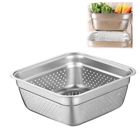 Large Stainless Steel Dish Tub Square Basin Multi-Purpose Kitchen Sink for Washing Pans Vegetables