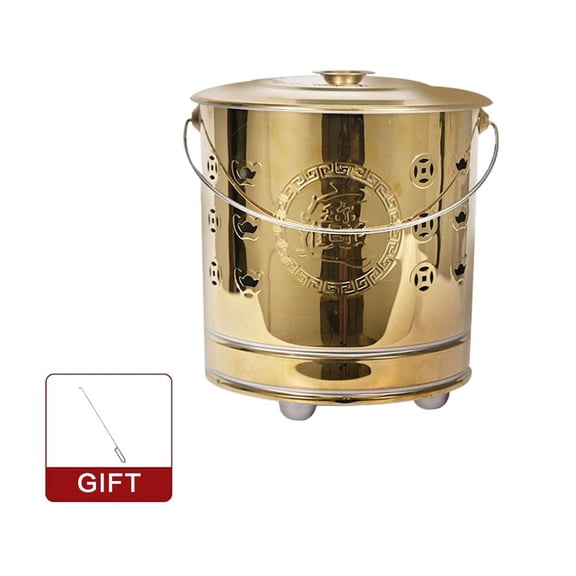 Large Stainless Steel Fire Bowl 26x29cm for Outdoor Sacrificial Burning and Garden Bonfires Gold or Red
