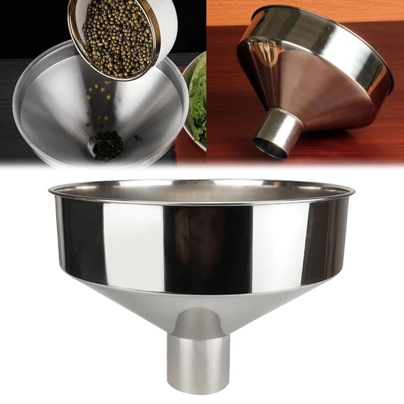 Large Stainless Steel Funnel Kitchen Oil Funnel Wide Mouth Metal Transfer Funnel Food Grade Pouring Funnel For Liquid And Dry Ingredients Kitchen Tool 1 Pack 8 x 6 In,large funnel