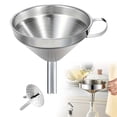 thumbnail image 1 of Large Stainless Steel Kitchen Funnel Set with Removable Strainer & Cleaning Brush - 304 Metal Funnel for Transferring Oil, Juice & Wine, 6.7 Inch, 1 of 9