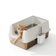 thumbnail image 1 of Large Stainless Steel Litter Box with Lid and Scoop, Non-Stick Metal Cat Litter Box with Side Opening, 8'' Deep Splash-Proof & Leak-Proof High Walled Litter Pan, Easy-Clean & Odor-Control, 1 of 7