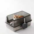 thumbnail image 1 of Large Stainless Steel Litter Box with Lid and Scoop, Non-Stick Metal Cat Litter Box with Side Opening, 8'' Deep Splash-Proof & Leak-Proof High Walled Litter Pan, Easy-Clean & Odor-Control, 1 of 6