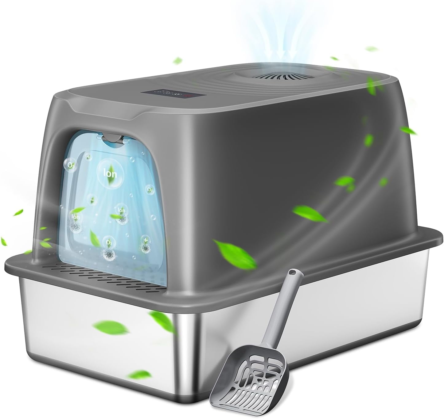 Stinking Box Large Stainless Steel Litter Box with Plasma Odor Eliminator for 97% ...