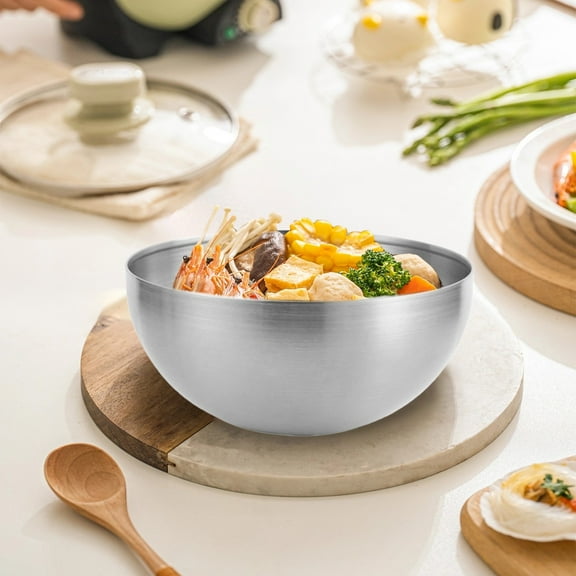 Large Stainless Steel Mixing Bowl 28x13x13cm Salad Prep Bowl Food-Grade Metal Mixing & Serving Bowl Kitchen Bowl 1-Piece