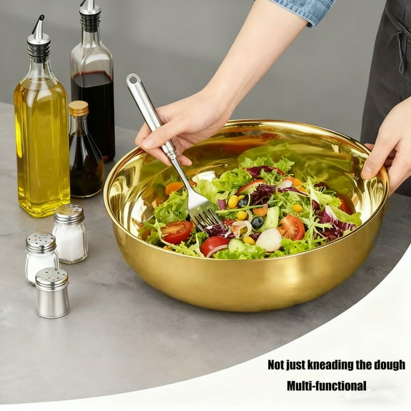 Large Stainless Steel Mixing Bowl with Flat Bottom - 32cm Extra Capacity Kneading Basin for Baking, Dough, Salad, Dishwashing