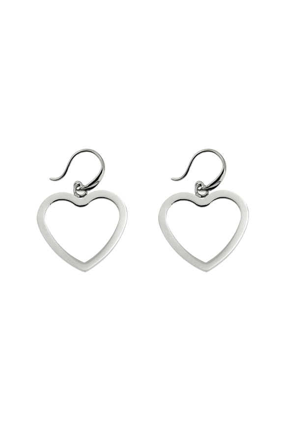 Large Stainless Steel Open Heart Fish Hook Earrings - Perfect Gift for Her