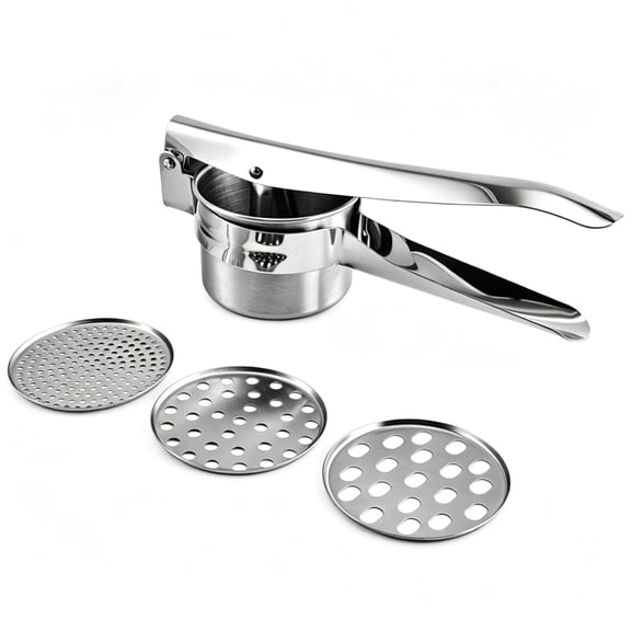 Large Stainless Steel Potato Ricer, 3 Interchangeable Discs  Masher for Potatoes, Fruits and Vegetables