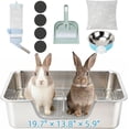 thumbnail image 1 of Large Stainless Steel Rabbit Litter Box with Sifting Tray, Steel Grids Bunny Litter Box, Rabbit Potty Pan for Adult Guinea Pigs, Chinchillas, Ferrets, Squirrels, Easy to Clean, Odor Control, 1 of 6