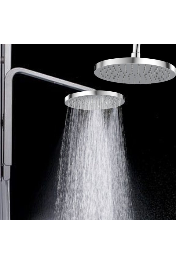Large Stainless Steel Shower Head | 6 Inch Round Rainfall Top Sprayer | High Pressure | 160 Self-Cleaning Silicone Nozzles | Leakproof, Rust Resistant, Adjustable Ball Joint | Easy Tool-Free Install