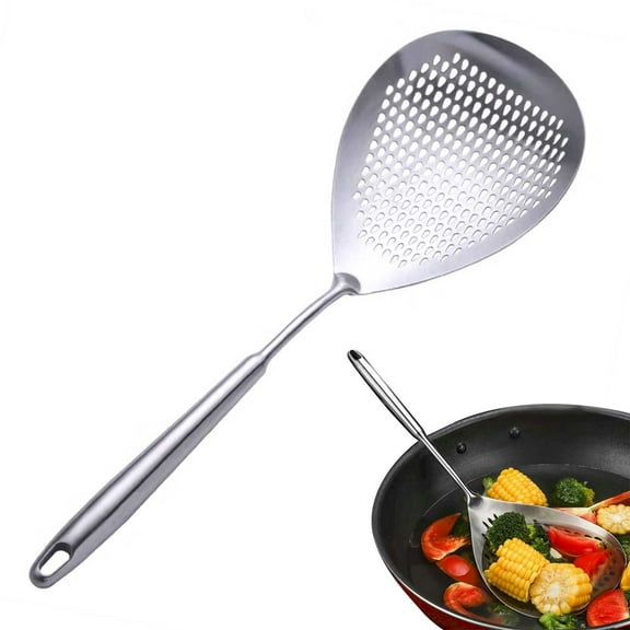 Large Stainless Steel Slotted Spoon Leaky Serving Spoon With Long Handle For Soups Stews Pasta Vegetables Kitchen Utensil
