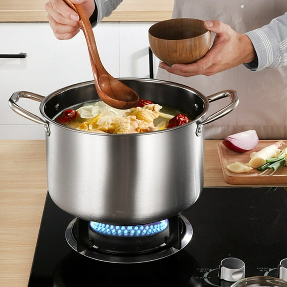 Large Stainless Steel Stock Pot - 26cm Diameter Double Handled Soup Pot | 10.8 Quart Capacity | Induction Compatible | Cool-Touch Handles