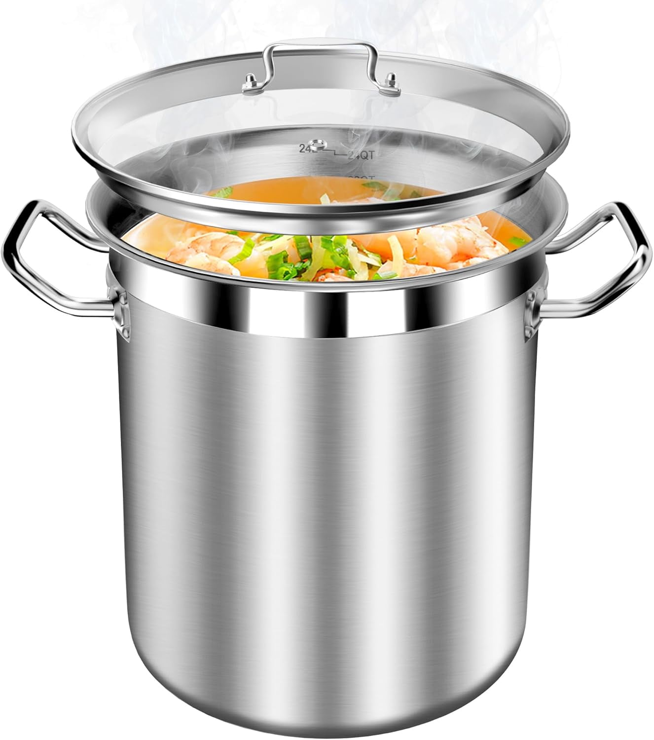 Large Stainless Steel Stock Pot with Lid – 24 Quart (6 Gallon