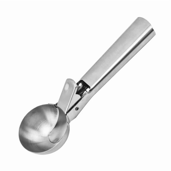 Large Stainless Steel Two-in-One Ice Cream Scoop with Easy Release Mechanism, Zero Melt Design for Hard Ice Cream and Cookie Dough, Professional Silver Kitchen Tool