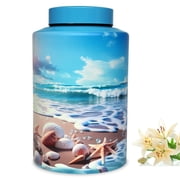 Large Stainless Steel Urns for Adult Human Male Female Ashes, Decorative Funeral Cremation Urn for Women Man Remains, Waterproof Keepsake Memorial Ash Box for Home Decor or BurialOcean Heaven