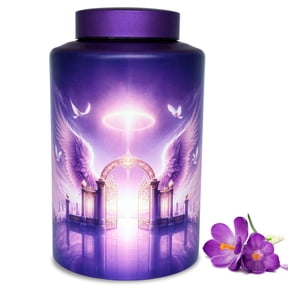 Large Stainless Steel Urns for Adult Human Ashes, Funeral Cremation Urn, Keepsake Ash Box for Home Decor Burial(Gate of Heaven)