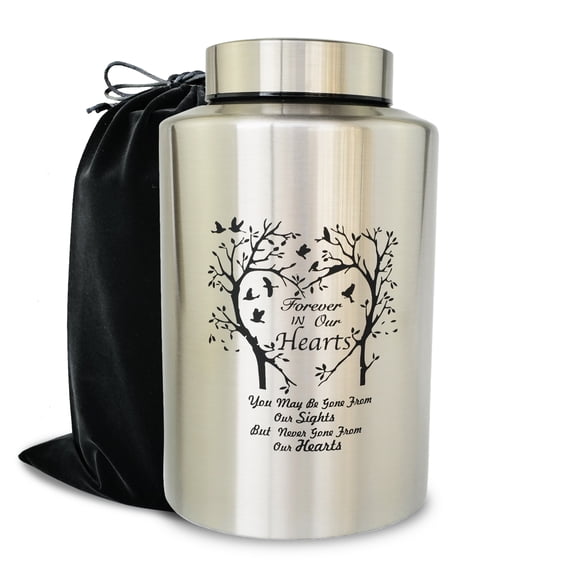 AODIYA Silver Stainless Steel Full Size for Adult Ashes Cremation Urns