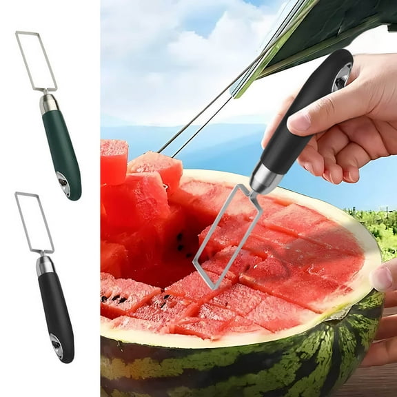 Large Stainless Steel Watermelon Cutter, 2-Piece Fruit Slicing and Dicing Tool Featuring Heavy-Duty Design for Effortless Watermelon Preparation, Perfect for Summer Parties and Family Blahzhy