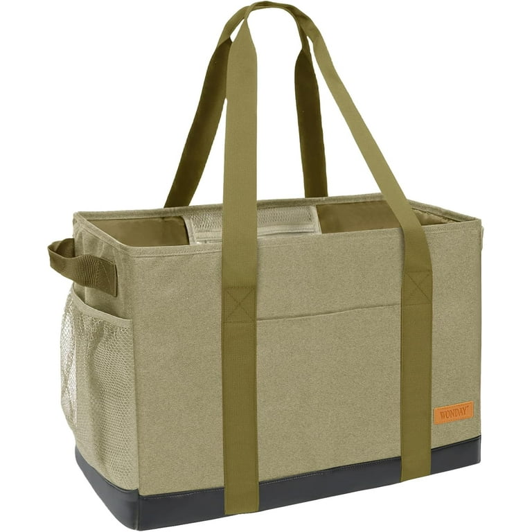 Large Stand Up Utility Tote Bag Reusable Grocery Bags Foldable with Waterproof Bottom