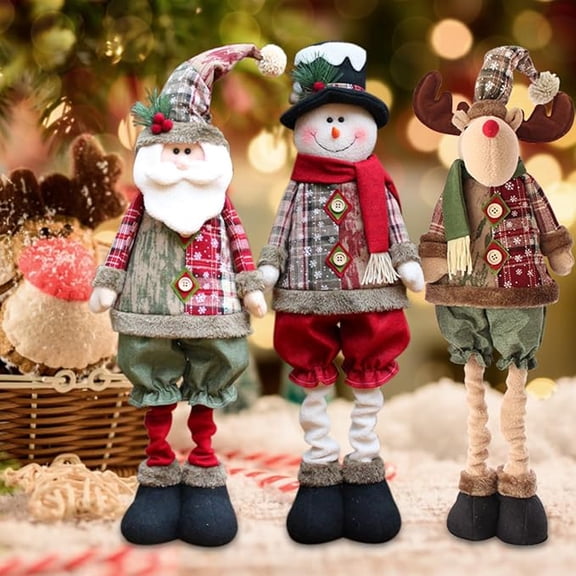 Large Standing Christmas Gnomes, 18.9in Extendable Swedish Tomte Snowman Gnome Stuffed Plush with Retractable Spring Legs, Scandinavian Christmas Decora Ornaments Holiday Home Decor