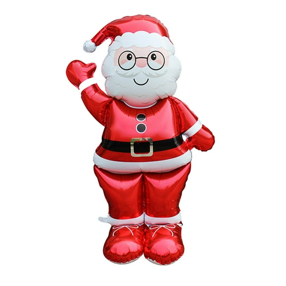 Large Standing Santa Claus Aluminum Foil Balloon Christmas Party Decoration Inflatable Santa Claus Figure Festive Christmas Decorations 0.11 Lb Santa Balloon