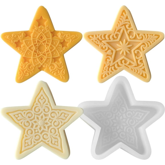 Large Star Silicone Molds, 3PCS Crescent Stars Epoxy Resin Molds for Room Decor Home Design Stars Cake Chocolate Biscuit Baking Mold