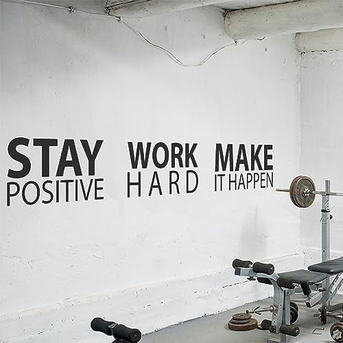 Large Stay Positive Work Hard Make it Happen Wall Sticker Inspirational Wall Decal Motivational Office Decor Quote Wall Art Vinyl Wall Decal School Classroom Gym Words and Saying$$Tools