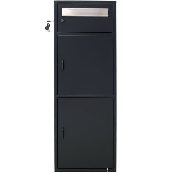Large Steel Freestanding Floor Parcel Package Drop with Locking Letterbox Drop Mail Box with Multi Compartments, Black