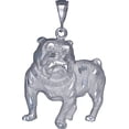 thumbnail image 1 of Large Sterling Silver Bulldog Pendant Necklace 10 Grams 2.2 Inches with Diamond Cut Finish and 24 Inch Figaro Chain, 1 of 3