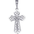 thumbnail image 1 of Large Sterling Silver Cross with Jesus Pendant Necklace with Diamond Cut Finish, 1 of 2