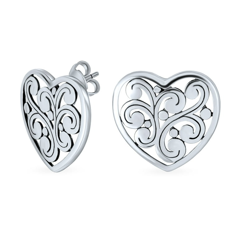 Large heart deals stud earrings