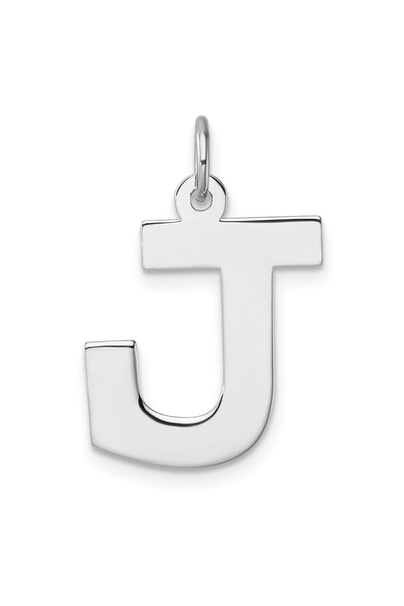 Large Sterling Silver Rhodium-plated Block Letter J Initial Charm