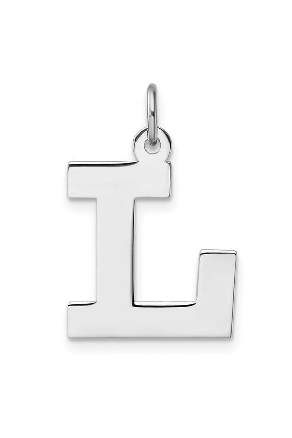 Large Sterling Silver Rhodium-plated Block Letter L Initial Charm