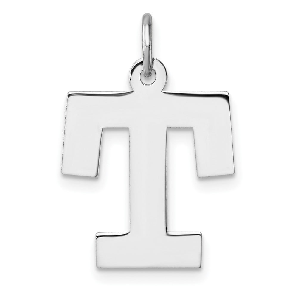Large Sterling Silver Rhodium-plated Block Letter T Initial Charm ...