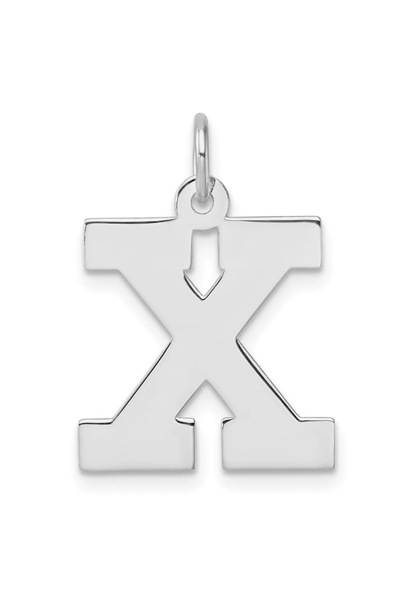 Large Sterling Silver Rhodium-plated Block Letter X Initial Charm