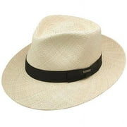 Retro Panama Straw Fedora Hat - L - Natural