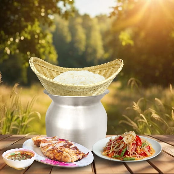Large Sticky Rice Bamboo Steamer Basket with Cheesecloth and Toffee Kratip
