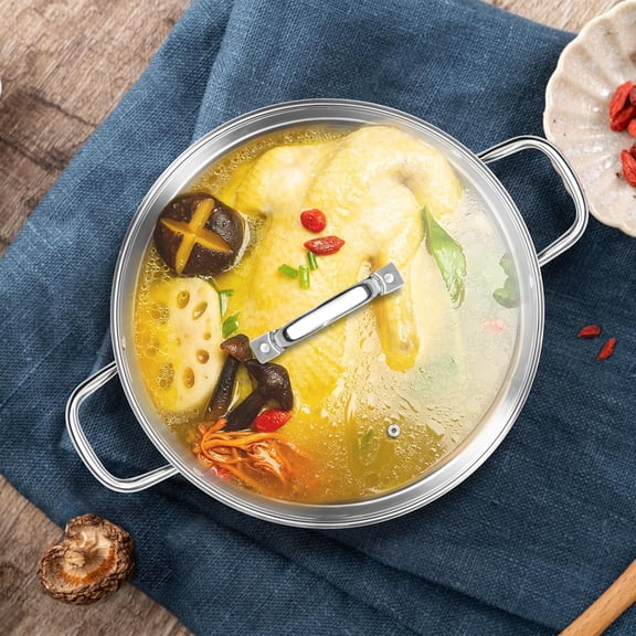 Large Stock Pot 14 Quart, Stainless Steel Chicken Soup Pot with Lid for Canning Steaming Stewing, Tri-ply Heavy Bottom Cooking Boiling Pasta Induction Stockpot, Dishwasher Safe