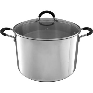 Millvado Stock Pot, Large Stainless Steel 17 Quart StockPot, Large Cooking  Pot, Clear Glass Lid and Measurement Markings, Steam Hole, Induction, Gas