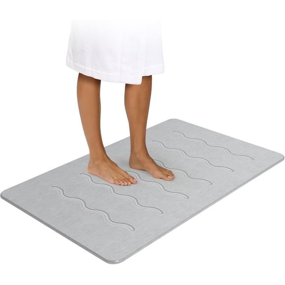 Large Stone Bath Mat, 32''x20'' Non-Slip Diatomaceous Earth Stone Quick Drying