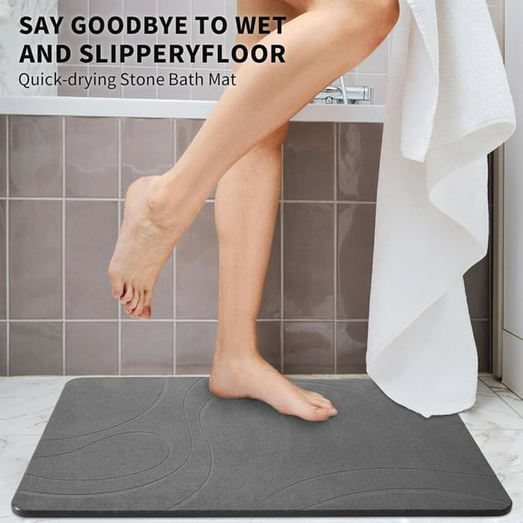 Large Stone Bath Mat, Super Absorbent Diatomaceous Earth Bath Mat Large, Quick Drying Non-Slip Diatomite Stone Bath Mats for Bathroom, Easy to Clean (Dark Grey, Extra Large 31.5" x 19.7")
