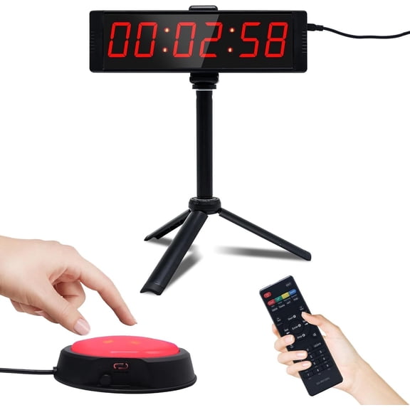 Large Stopwatch with Start/Stop Button, LED Digital Timer with Remote, Countdown Clock with Buzzer, Gym Clock for Home Gym, Interval Timer for Workout, Plug in (with Stand)